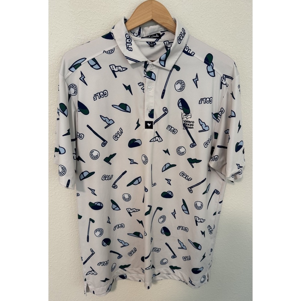Bad Birdie Polo‎ Shirt Mens XL Ivory Golf.Golf.Golf Performance Stretch EUC